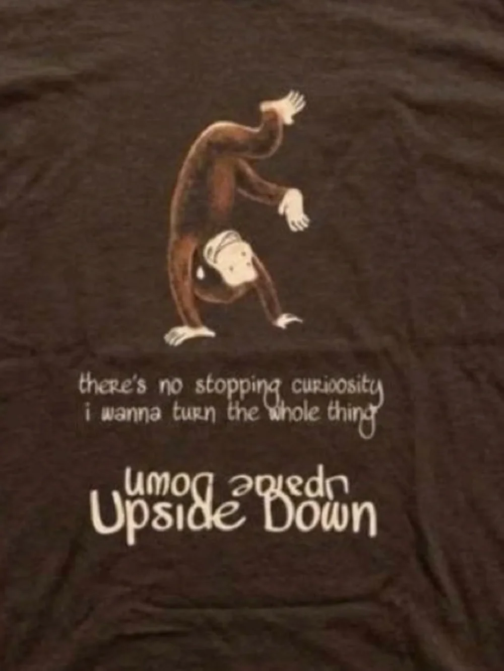 Upside Down Curious George Brown Graphic Tee - Men